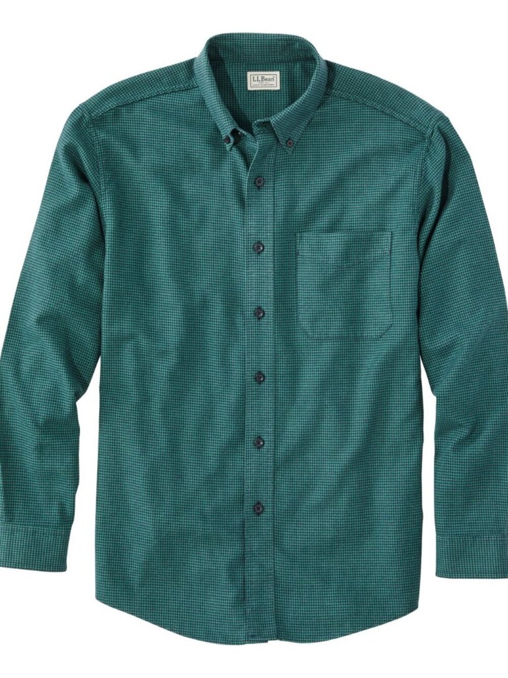 L.L. Bean Wicked Good Flannel Shirt – Deep Evergreen Houndstooth – L Tall
